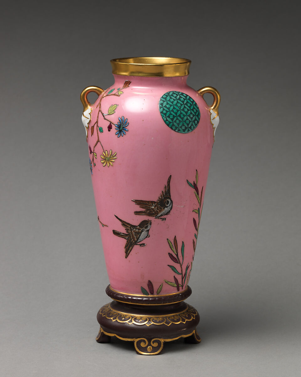 Vase with flowering branch motif (one of a pair), Minton(s) (British, Stoke-on-Trent, 1793–present), Bone china, British, Stoke-on-Trent, Staffordshire 