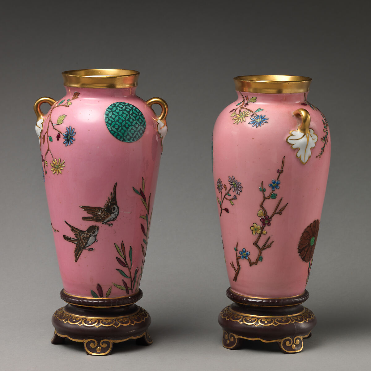 Vase with flowering branch motif (one of a pair), Minton(s) (British, Stoke-on-Trent, 1793–present), Bone china, British, Stoke-on-Trent, Staffordshire