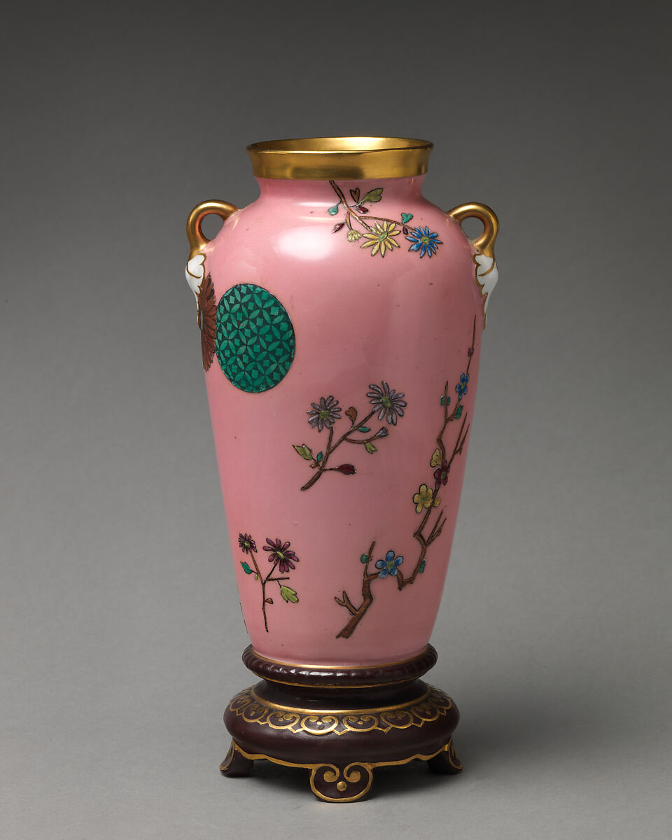 Vase with flowering branch motif (one of a pair), Minton(s) (British, Stoke-on-Trent, 1793–present), Porcelain, British, Stoke-on-Trent, Staffordshire 