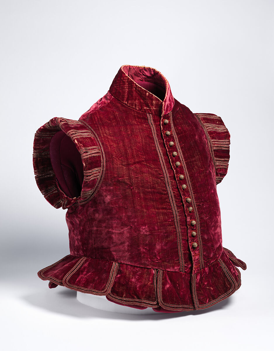 Jerkin, silk, cotton, linen, metal, British