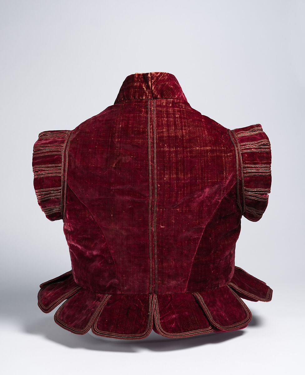 Jerkin, silk, cotton, linen, metal, British