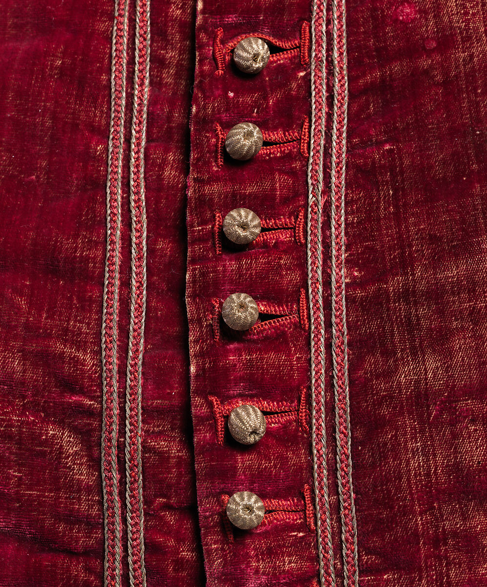 Jerkin, silk, cotton, linen, metal, British