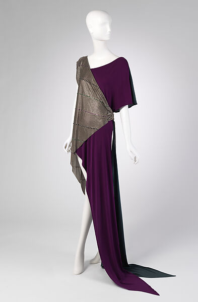 Dress, Gianni Versace (Italian, founded 1978), silk, metal, glass, Italian 