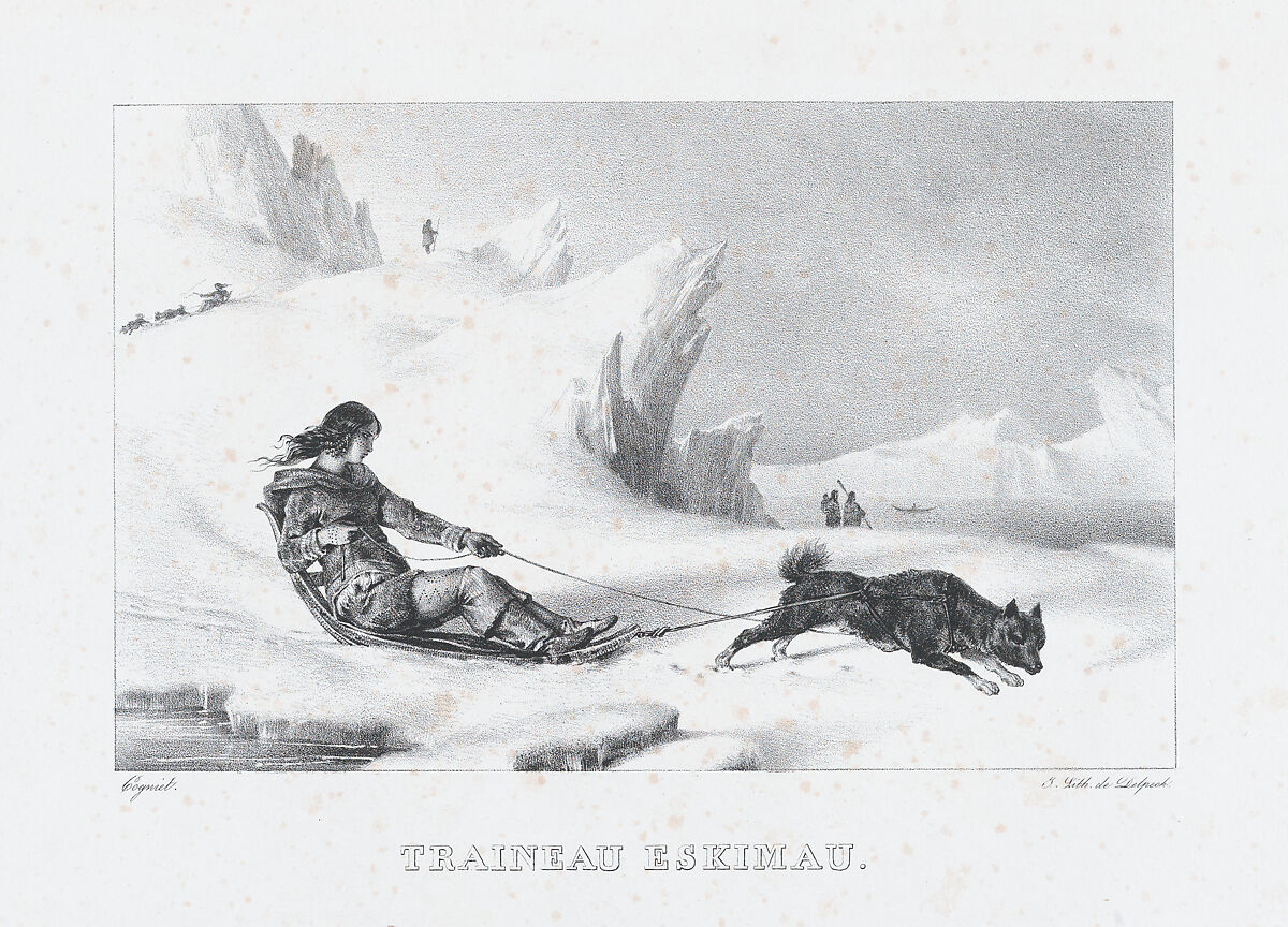 Eskimo Sled, Léon Cogniet (French, Paris 1794–1880 Paris), Lithograph 