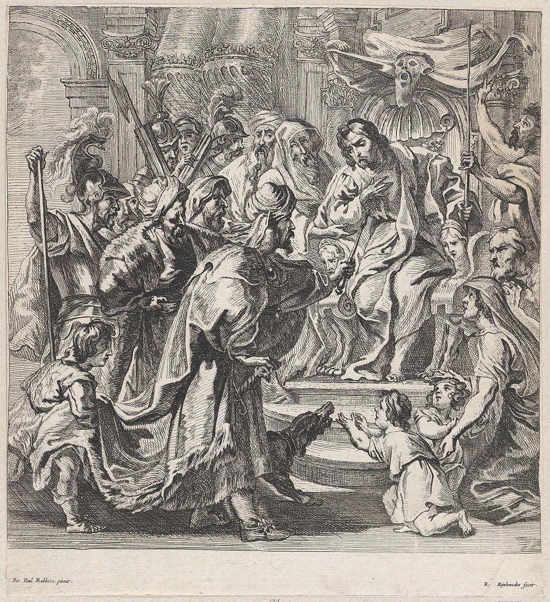 Cambyses punishing the unjust judge Sisamnes, Rombout Eynhoudts (Dutch, Antwerp 1613–1680 Antwerp), Etching 