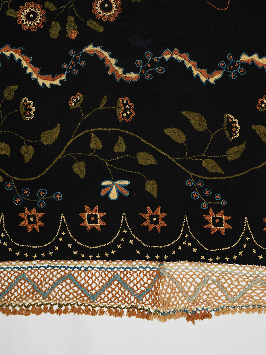 Embroidered blanket, Polly Delano (American, Rochester, Massachusetts 1795-1864 Plymouth, Massachusetts), Wool, American