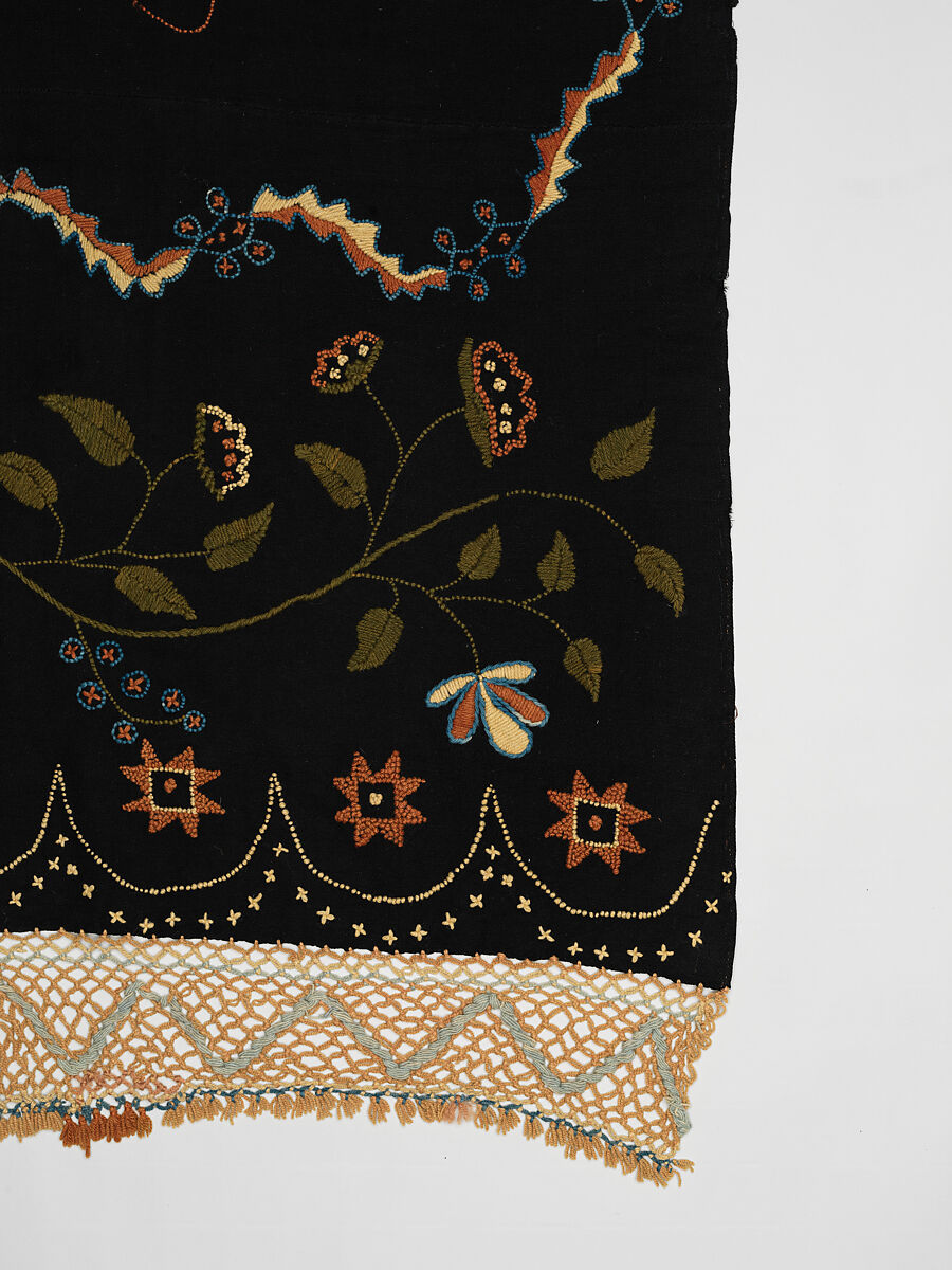 Embroidered blanket, Polly Delano (American, Rochester, Massachusetts 1795-1864 Plymouth, Massachusetts), Wool, American