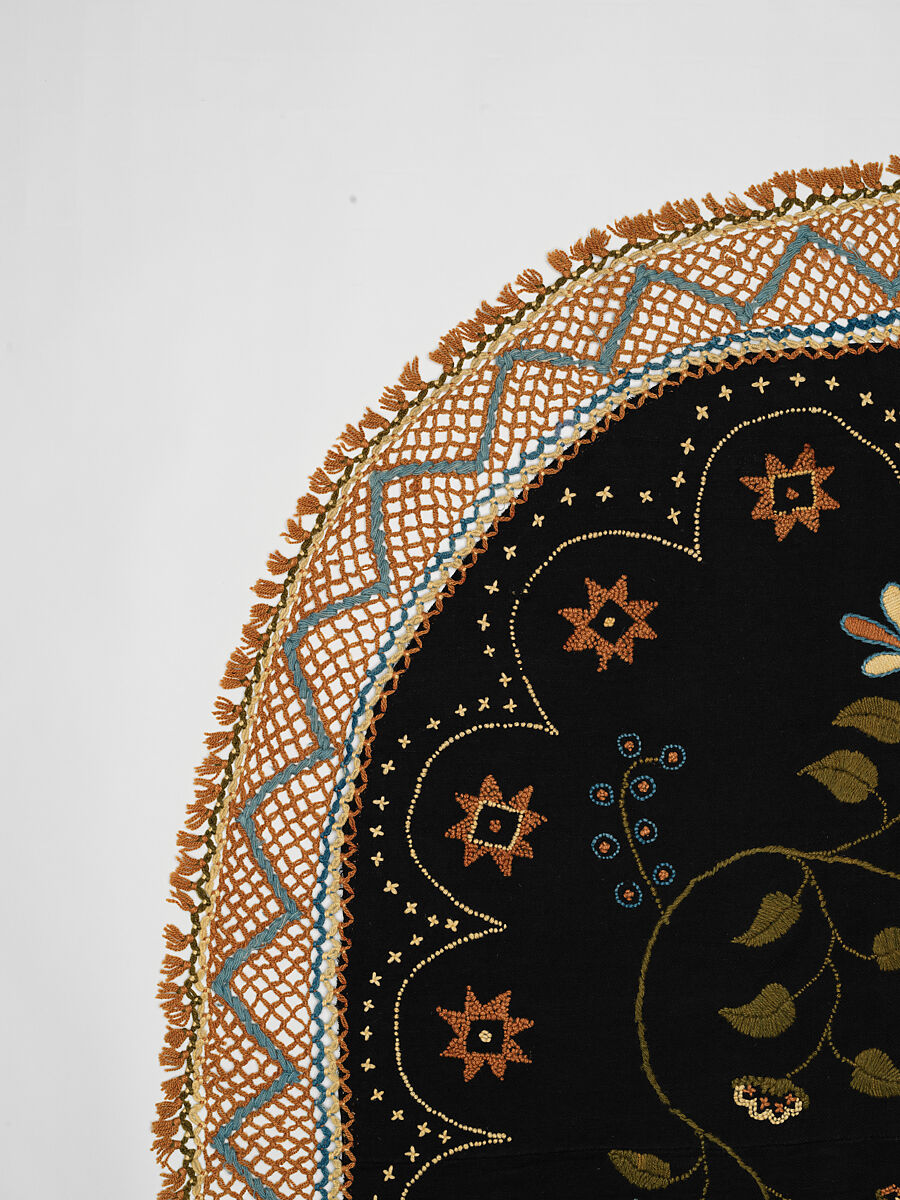 Embroidered blanket, Polly Delano (American, Rochester, Massachusetts 1795-1864 Plymouth, Massachusetts), Wool, American