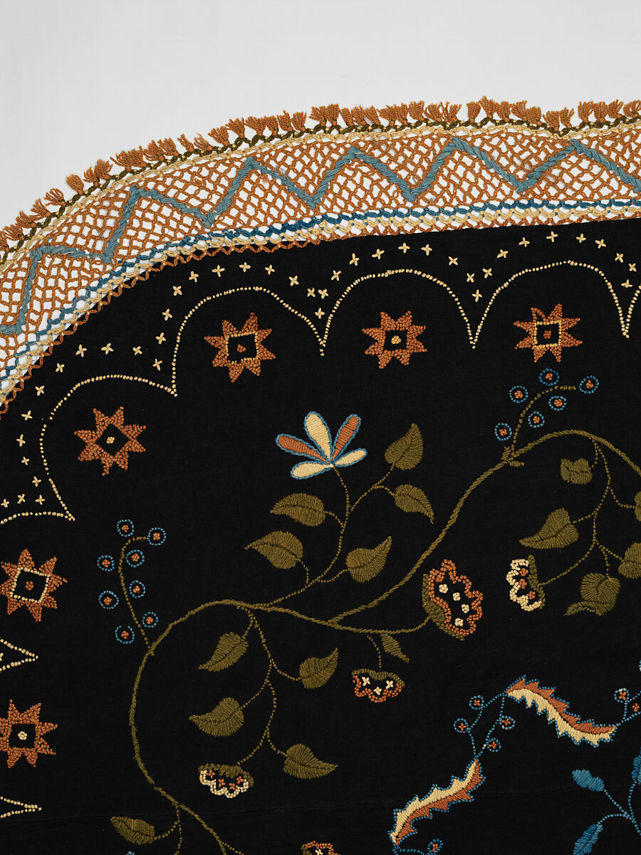 Embroidered blanket, Polly Delano (American, Rochester, Massachusetts 1795-1864 Plymouth, Massachusetts), Wool, American