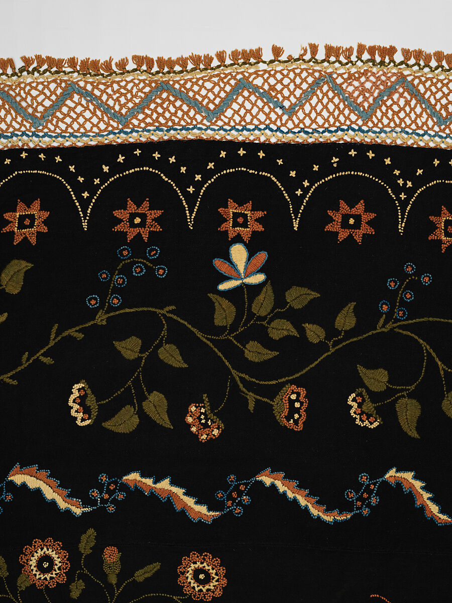 Embroidered blanket, Polly Delano (American, Rochester, Massachusetts 1795-1864 Plymouth, Massachusetts), Wool, American