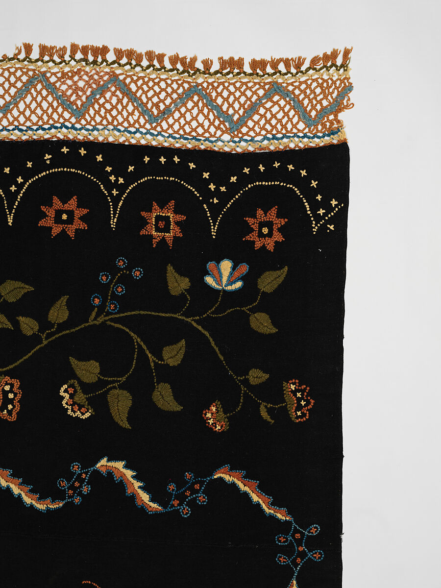 Embroidered blanket, Polly Delano (American, Rochester, Massachusetts 1795-1864 Plymouth, Massachusetts), Wool, American