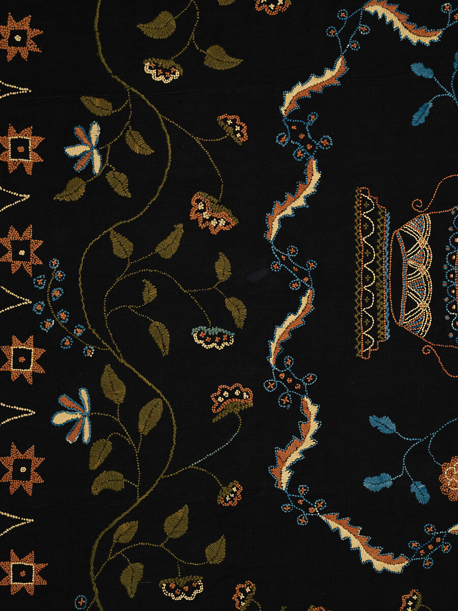 Embroidered blanket, Polly Delano (American, Rochester, Massachusetts 1795-1864 Plymouth, Massachusetts), Wool, American