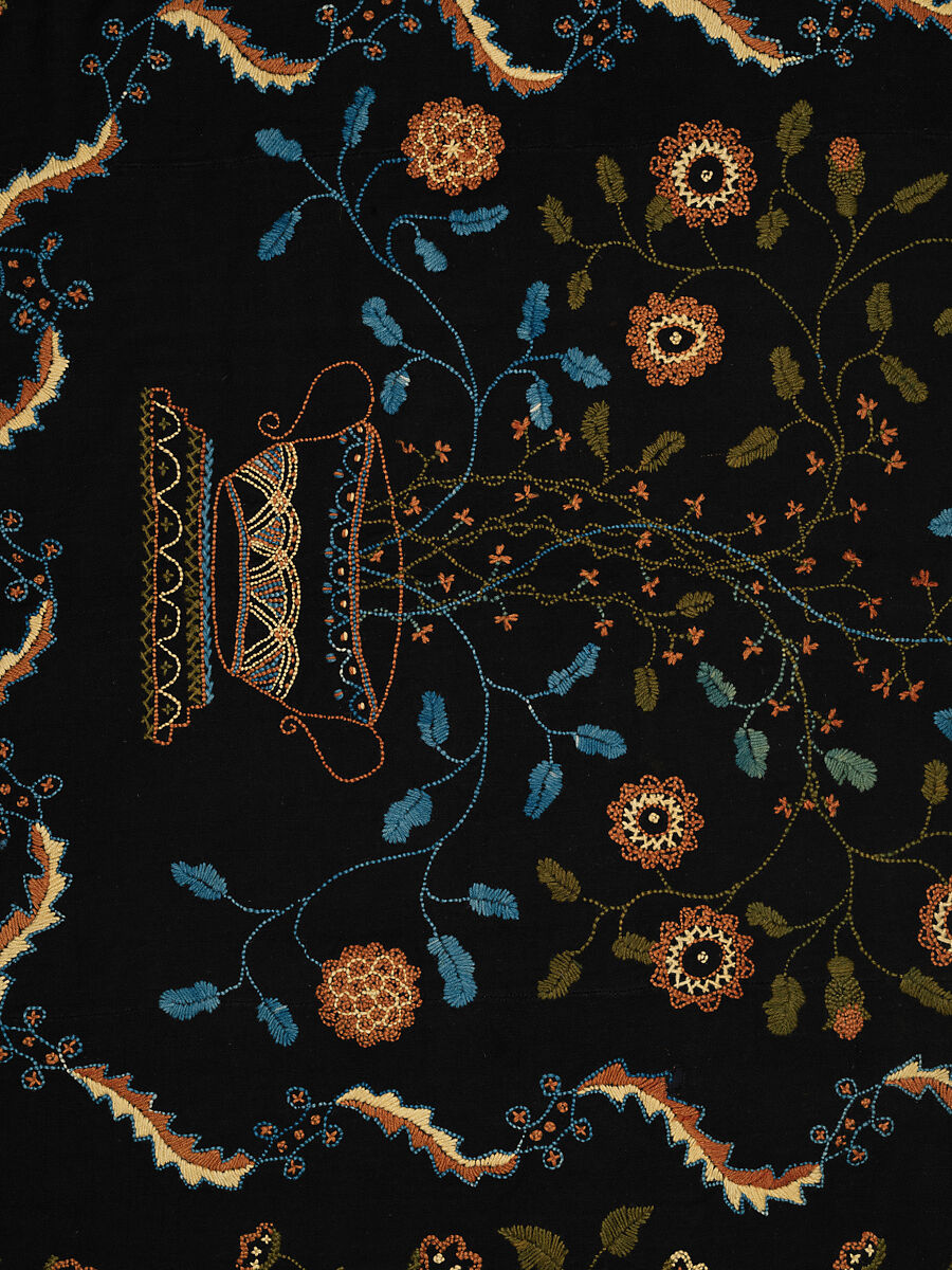 Embroidered blanket, Polly Delano (American, Rochester, Massachusetts 1795-1864 Plymouth, Massachusetts), Wool, American