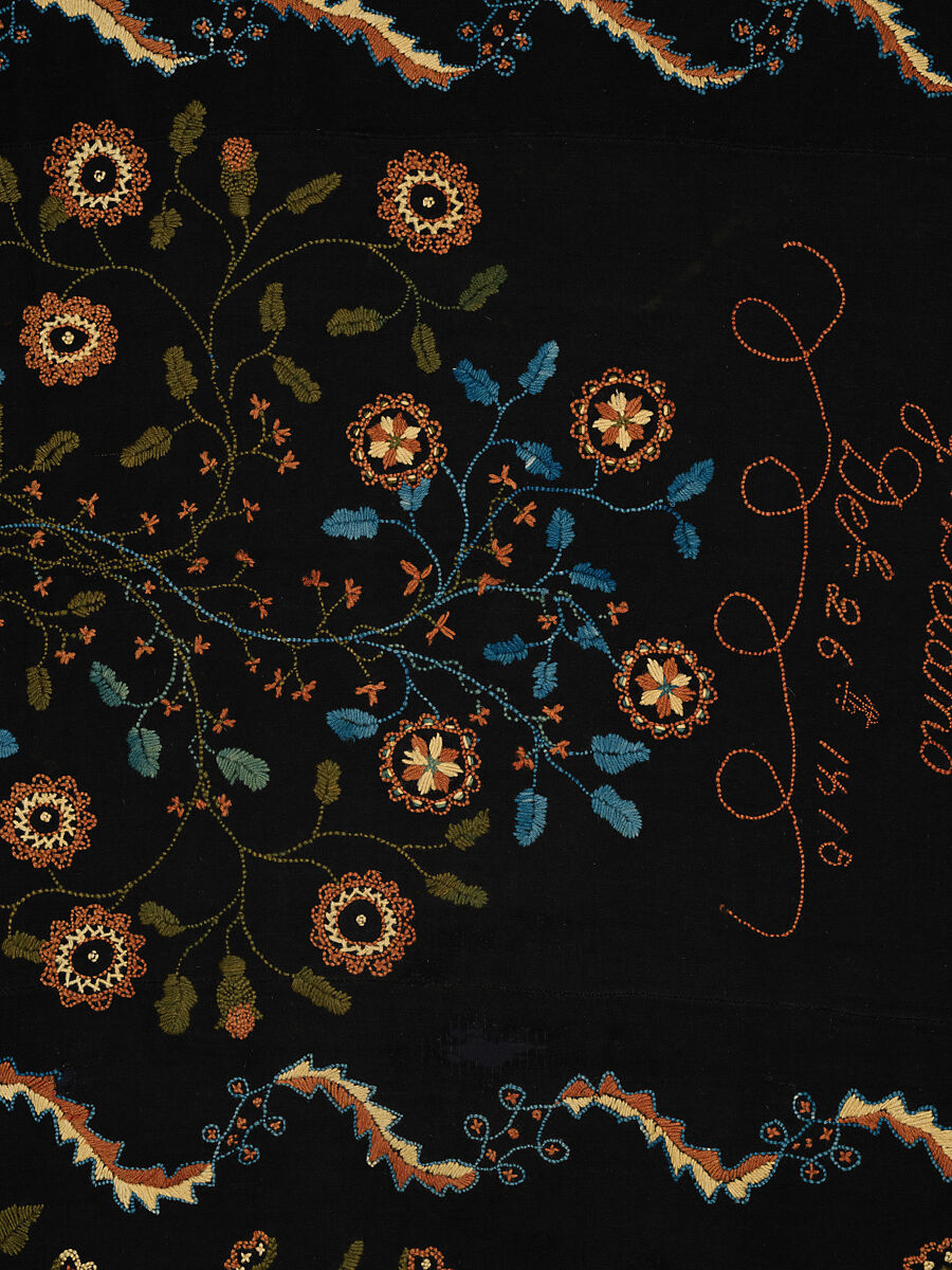 Embroidered blanket, Polly Delano (American, Rochester, Massachusetts 1795-1864 Plymouth, Massachusetts), Wool, American