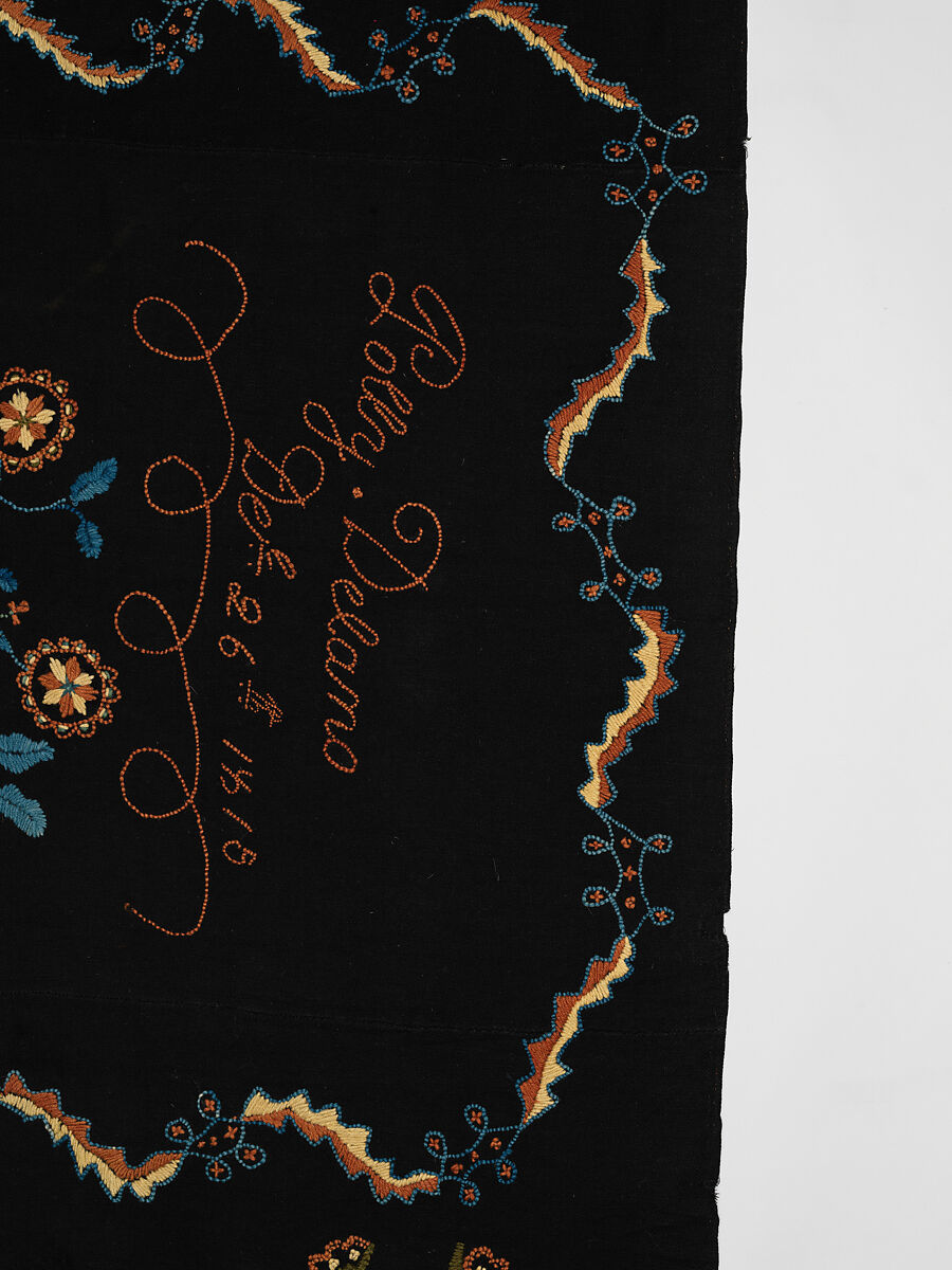 Embroidered blanket, Polly Delano (American, Rochester, Massachusetts 1795-1864 Plymouth, Massachusetts), Wool, American