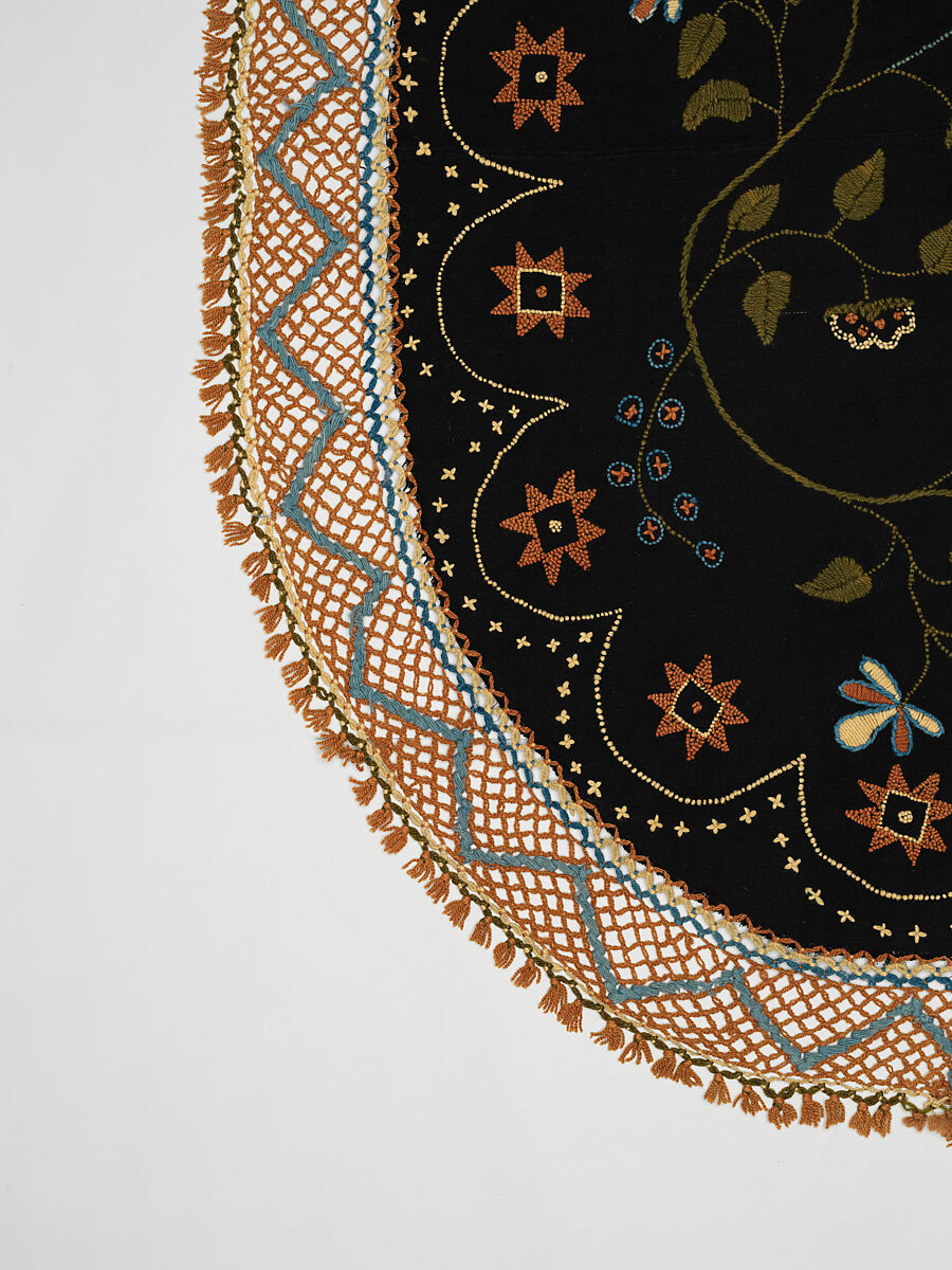 Embroidered blanket, Polly Delano (American, Rochester, Massachusetts 1795-1864 Plymouth, Massachusetts), Wool, American