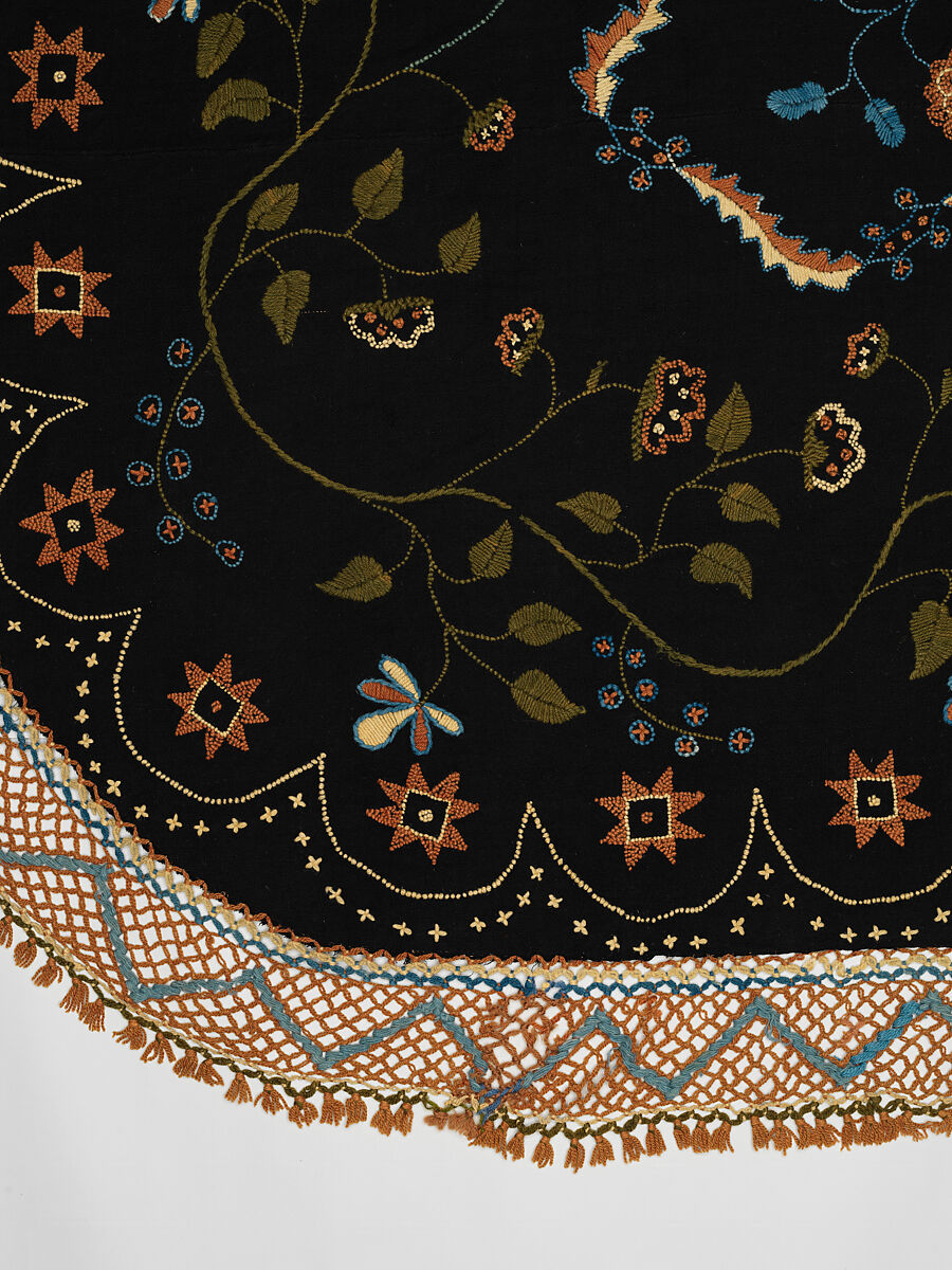 Embroidered blanket, Polly Delano (American, Rochester, Massachusetts 1795-1864 Plymouth, Massachusetts), Wool, American