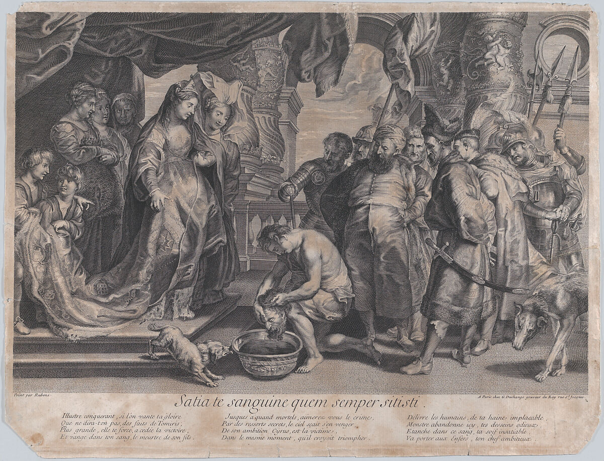 The Head of Cyrus brought to Queen Tomyris, Gaspard Duchange (French, Paris 1662–1757 Paris), Engraving; first state of two 