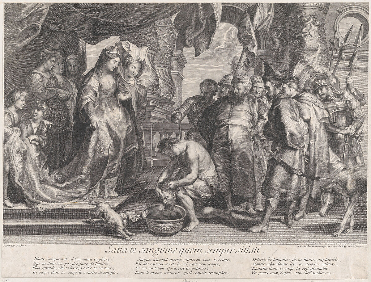 The Head of Cyrus brought to Queen Tomyris, Gaspard Duchange (French, Paris 1662–1757 Paris), Engraving; first state of two 