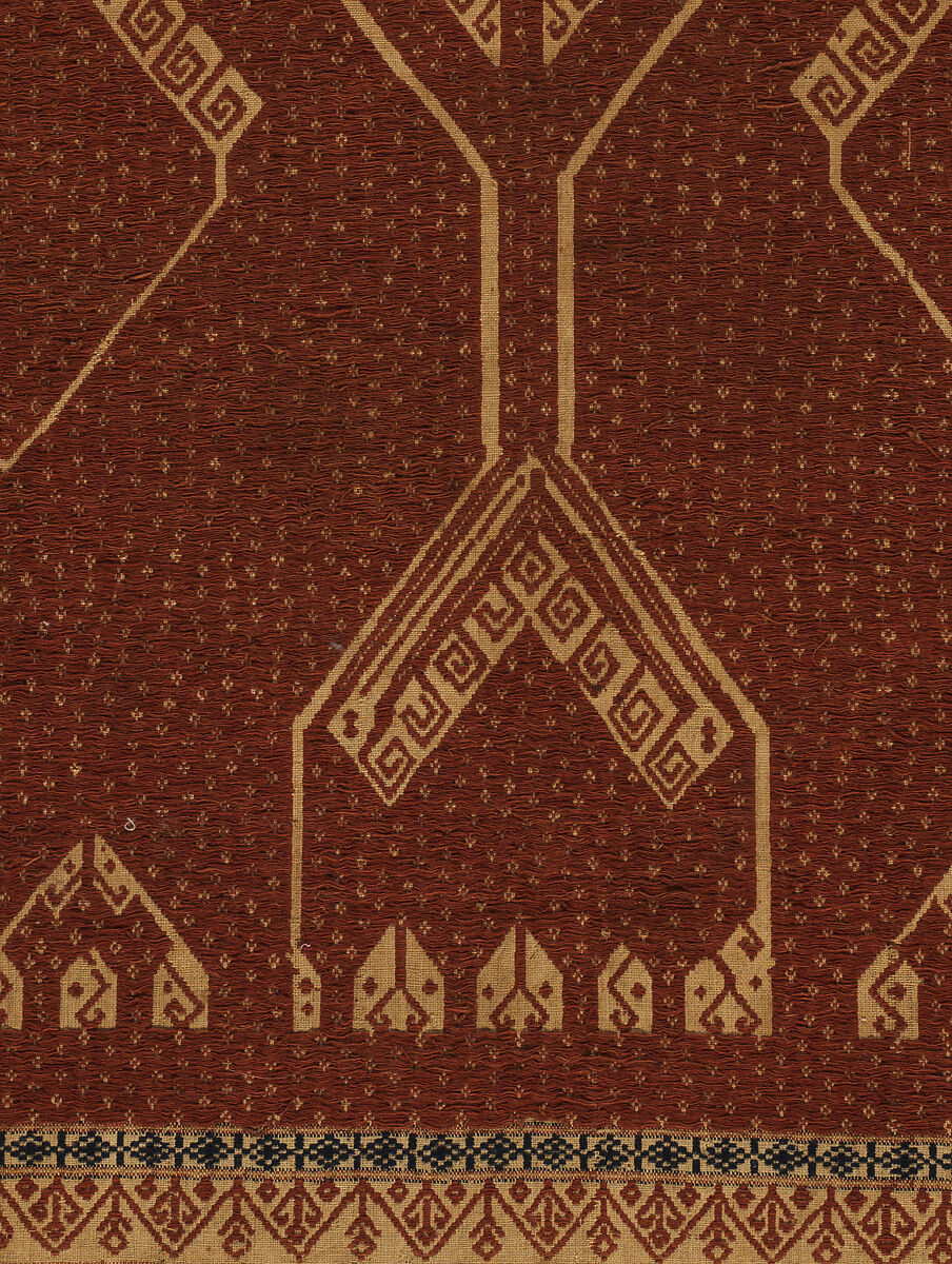 Ceremonial Textile (Tampan), Handspun, undyed cotton plain weave; discontinuous supplementary weft of cotton or silk; natural dyes, Lampung people