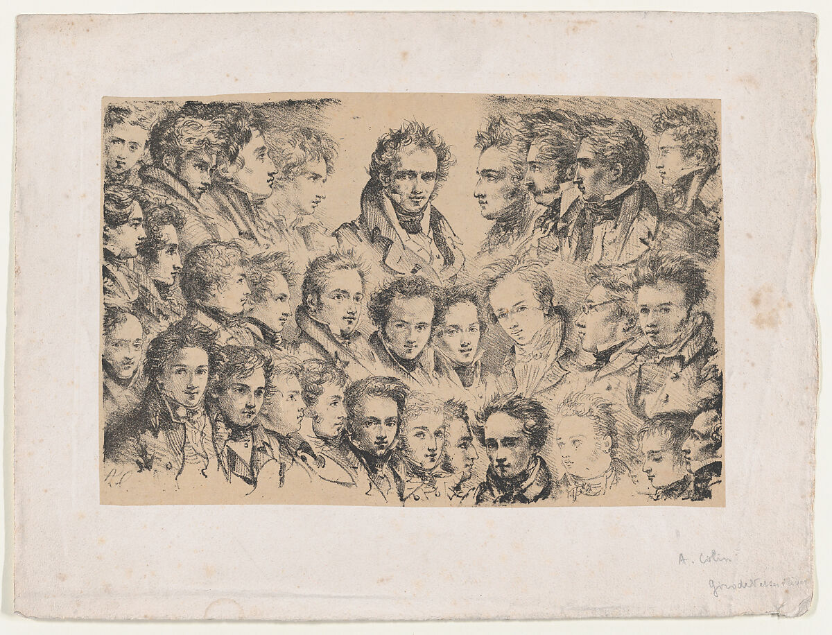 Girodet and His Students, Alexandre-Marie Colin  French, Lithograph on chine collé