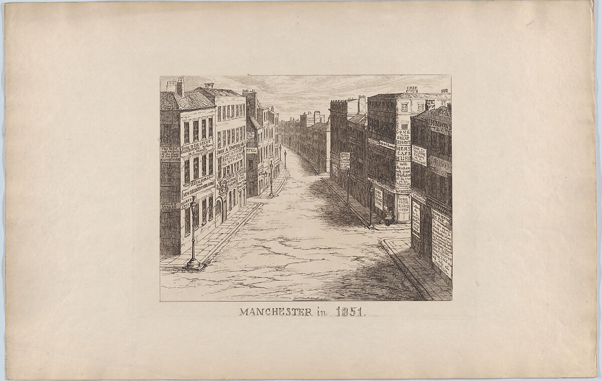 Manchester, in 1851, George Cruikshank (British, London 1792–1878 London), Etching 