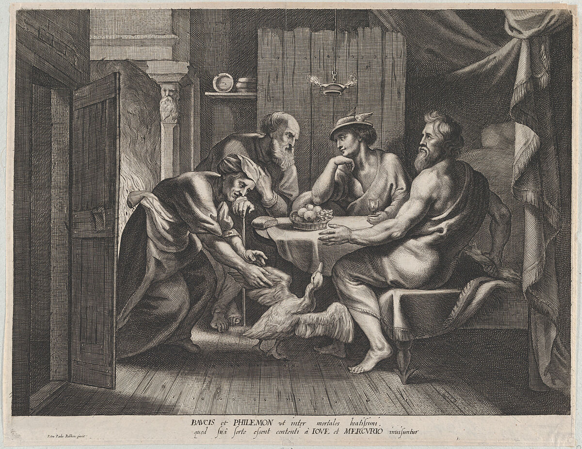 Jupiter and Mercury with Philemon and Baucis, Anonymous, Engraving 