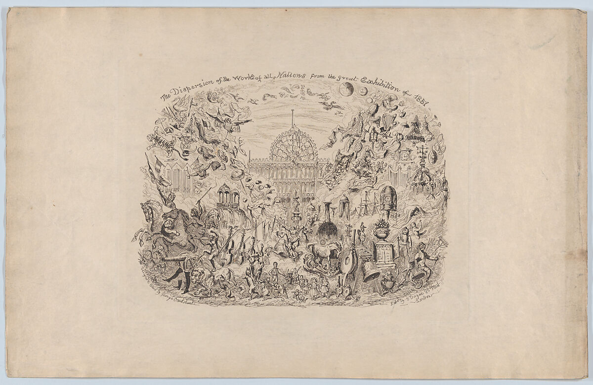 The Dispersion of the Works of all Nations from the Great Exhibition of 1851, George Cruikshank (British, London 1792–1878 London), Etching 