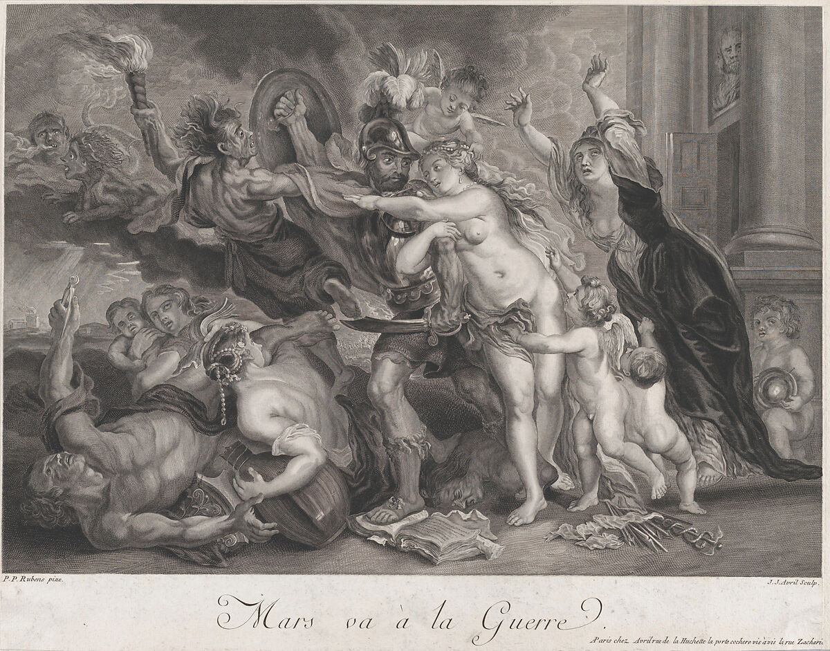 The Consequences of War: Mars leaving for war, Jean Jacques Avril, the Elder (French, Paris 1744–1831 Paris), Engraving; second state of two (Dutuit) 