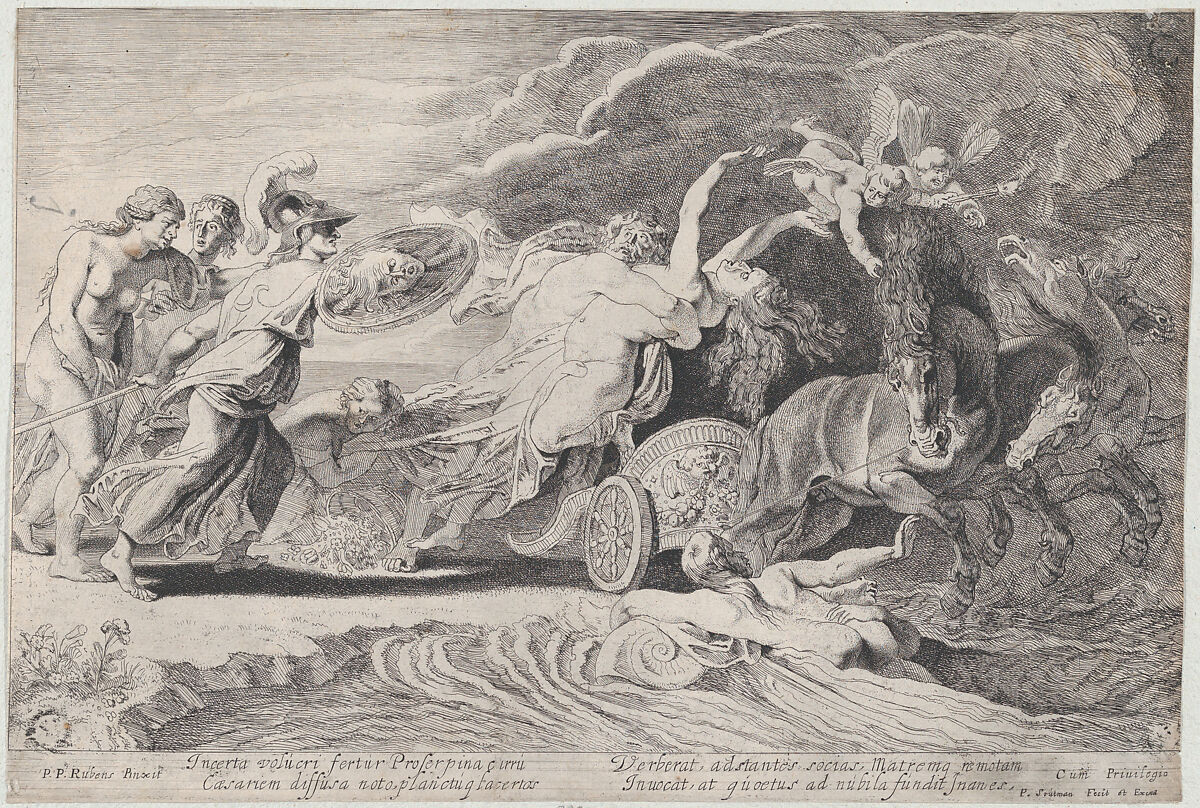 The Abduction of Proserpina, Pieter Soutman (Dutch, Haarlem, ca. 1580–1657 Haarlem), Etching; second state of four (Hollstein) 