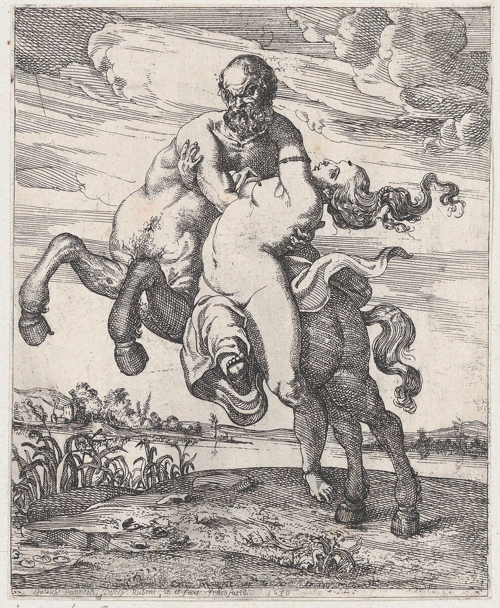 Nessos abducting Deianira, Willem Panneels (Flemish, ca. 1600–after 1632), Etching 