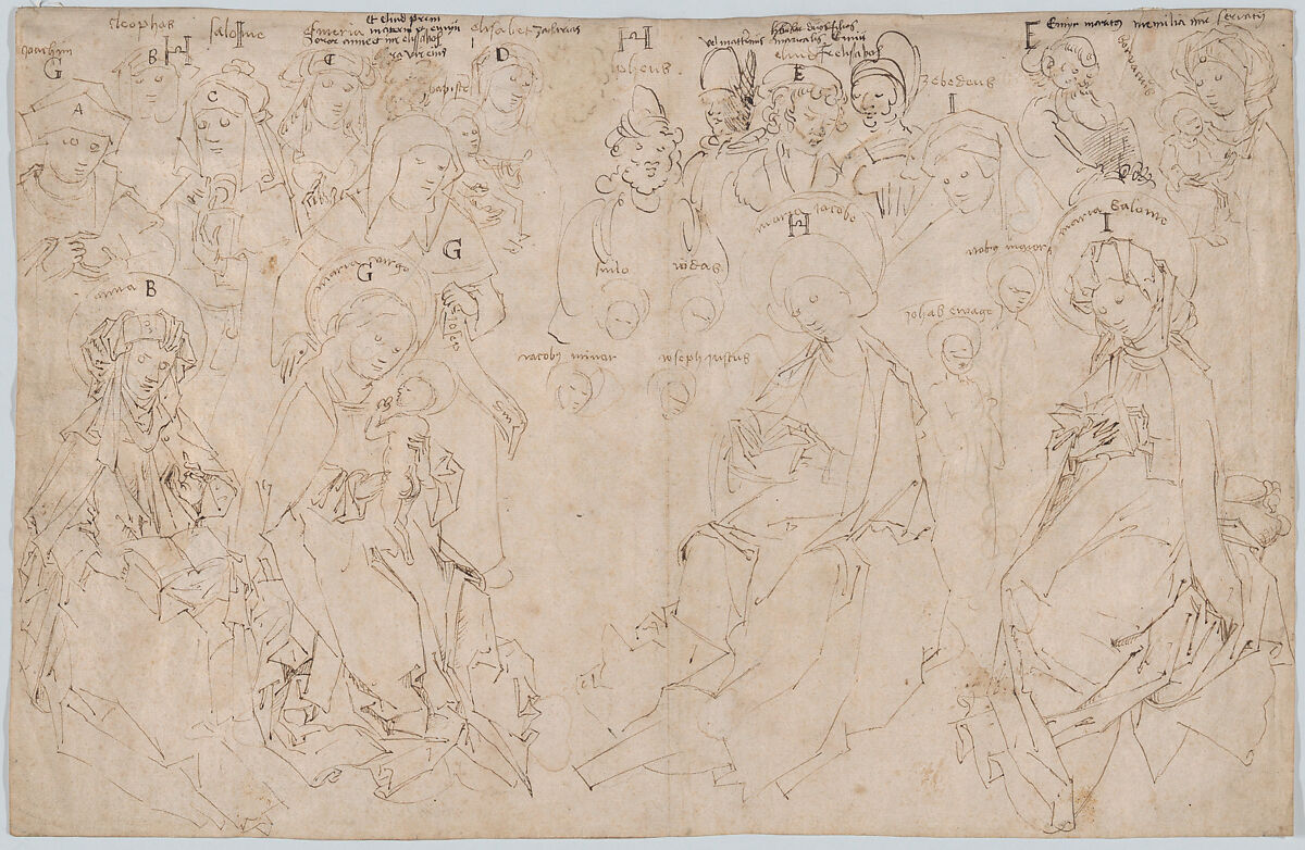 The Holy Kinship, Master of the Drapery Studies (German, Strasbourg, ca. 1470–1500), Pen and brown ink 