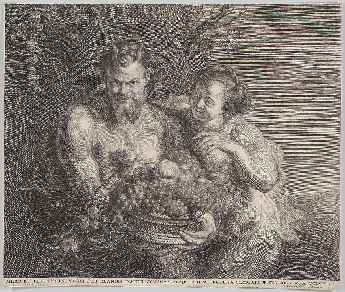 Satyr and Bacchante, Alexander Voet II (Flemish, Antwerp ca. 1635–after 1695 Ghent), Engraving 