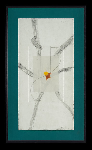 Blossom, Richard Tuttle (American, born Rahway, New Jersey, 1941), Etching in four colors with chine collé and red pen addition by the artist 