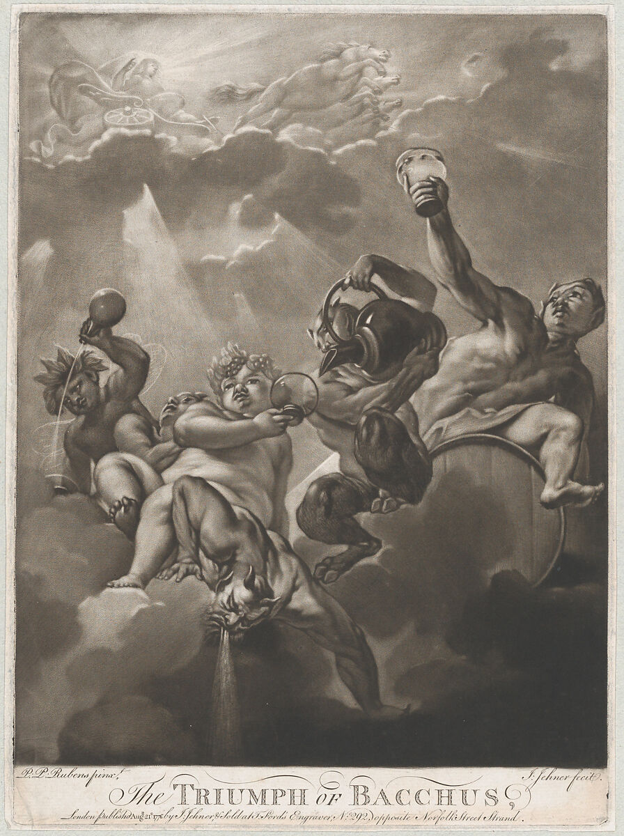 The Triumph of Bacchus, Isaac Jehner (British, London 1750–1818), Mezzotint 