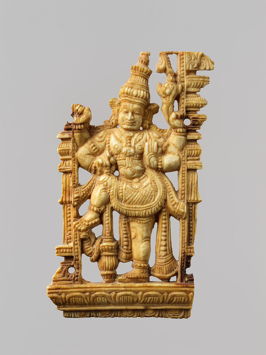 Openwork Panel Depicting a Door Guardian (Dvarapala), Ivory, India (Karnataka, Mysore or Tamil Nadu) 