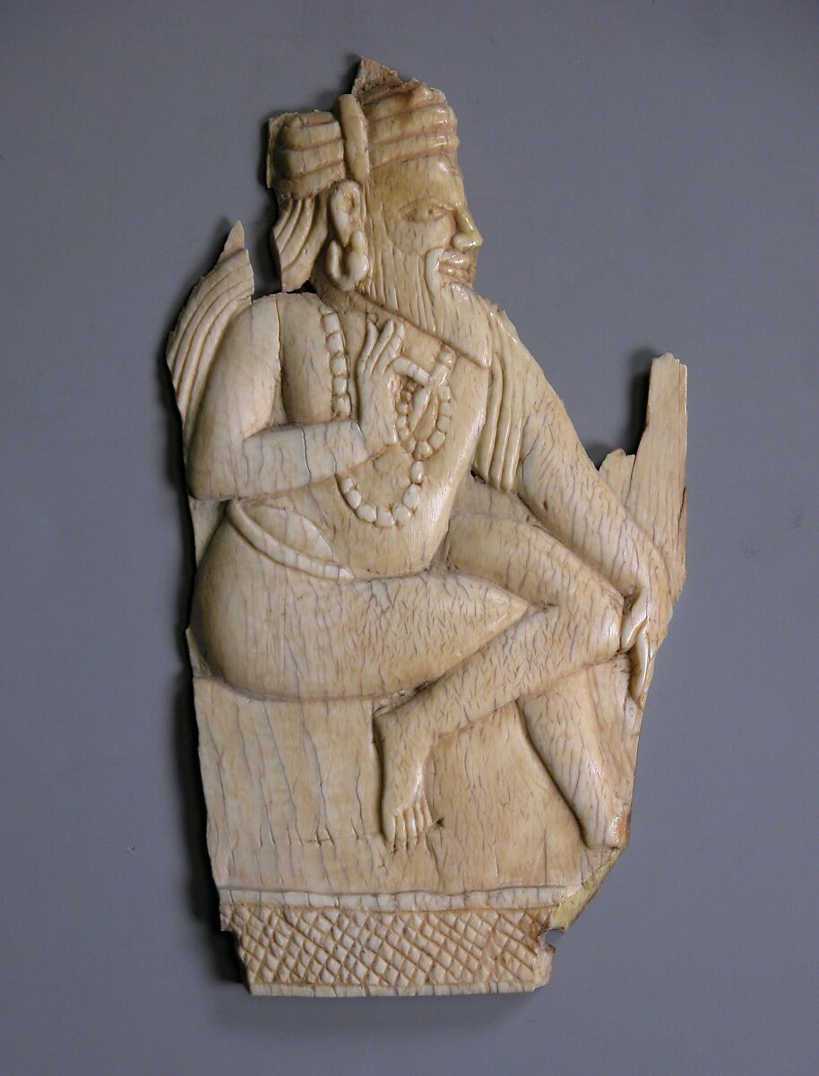Relief Panel Depicting a Seated Sadhu, Ivory, India (Tamil Nadu) 