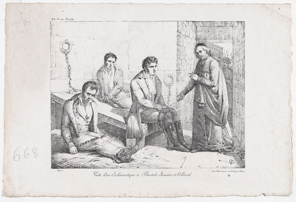 Visit of a Clergyman to Bastide, Sausion, and Collard, Sébastien Coeuré (French, active Paris, 1778–1831), Lithograph 