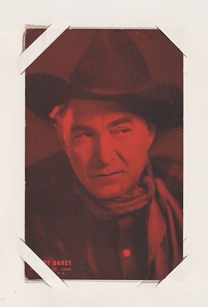 Harry Carey from Western Stars or Scenes Exhibit Cards series (W412), Exhibit Supply Company, Commercial color photolithograph 