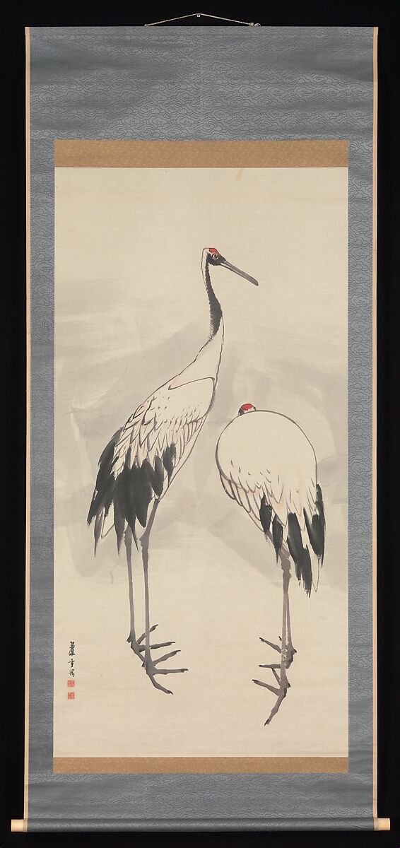 Cranes, Nagasawa Rosetsu 長澤蘆雪 (Japanese, 1754–1799), Pair of hanging scrolls; ink and color on paper, Japan