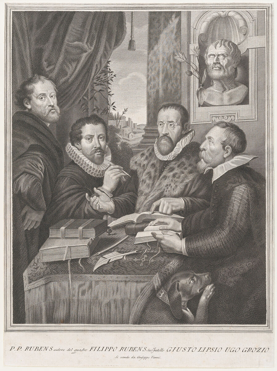 The Four Philosophers: Justus Lipsius, Hugo Grotius, Peter Paul Rubens, and Philip Rubens, After Peter Paul Rubens (Flemish, Siegen 1577–1640 Antwerp), Etching and engraving 