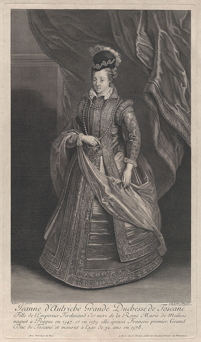 Portrait of Joanna of Austria, Grand Duchess of Tuscany, Gérard Edelinck (Dutch, Antwerp 1640–1707 Paris), Etching and engraving 