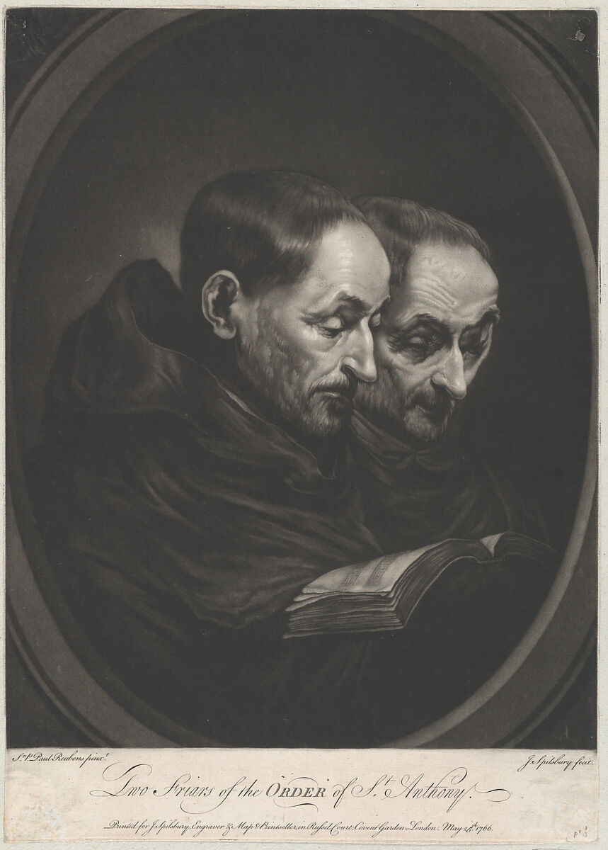Two Friars of the Order of Saint Anthony, Jonathan Spilsbury (British, baptized London 1737–1812), Mezzotint 