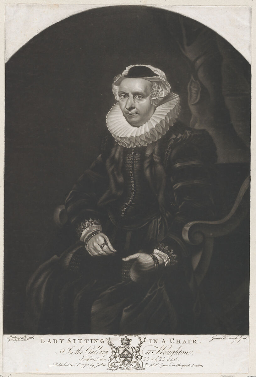 Lady Sitting in a Chair, James Watson (Irish, Dublin ca. 1740–1790 London), Mezzotint 