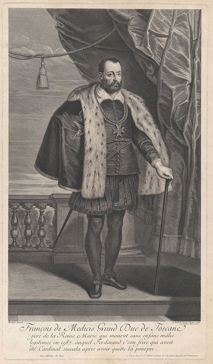 Portrait of Francesco I de' Medici, Grand Duke of Tuscany, Gérard Edelinck (Dutch, Antwerp 1640–1707 Paris), Etching and engraving 