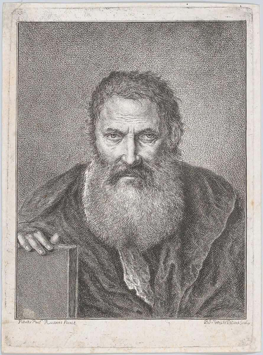 Portrait of a bearded man holding a book, Bartholomaeus Ignaz Weiss (German, Munich 1730–1814/15 Munich), Etching 