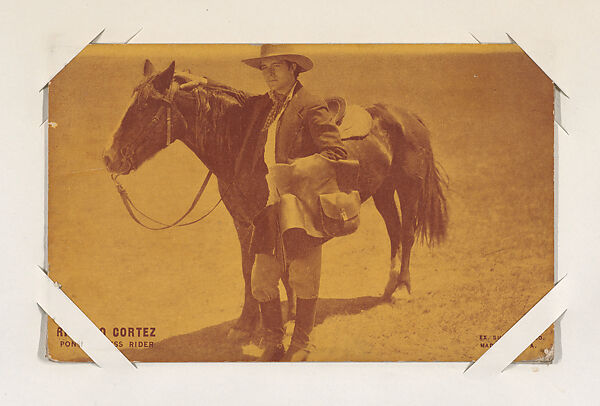 Ricardo Cortez, Pony Express Rider from Western Stars or Scenes Exhibit Cards series (W412), Exhibit Supply Company, Commercial color photolithograph 