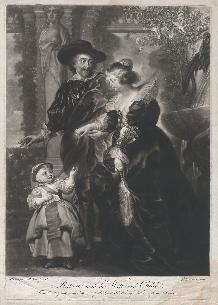 Rubens with his Wife and Child, James McArdell (Irish, Dublin 1729–1765 London), Mezzotint; second state of two 