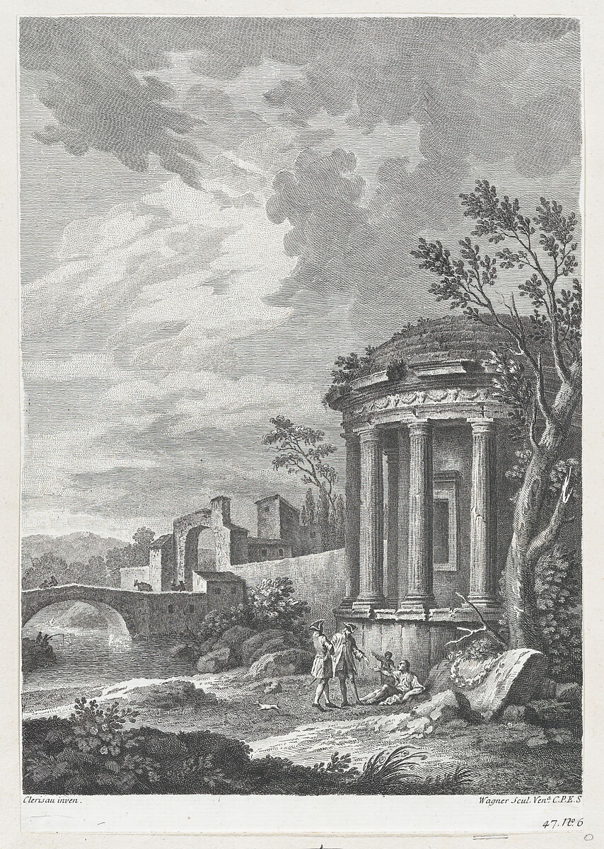 Landscape with Temple, Joseph Wagner (Italian, Thalendorf 1706–1780 Venice), Etching 