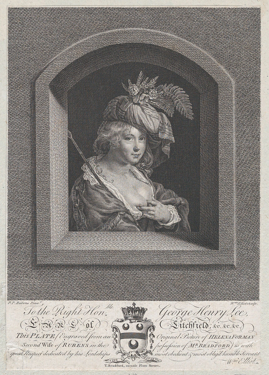 Portrait of Susanna Lunden, sister of Helena Fourment, William Elliot (British, active London, 1727–66), Engraving 